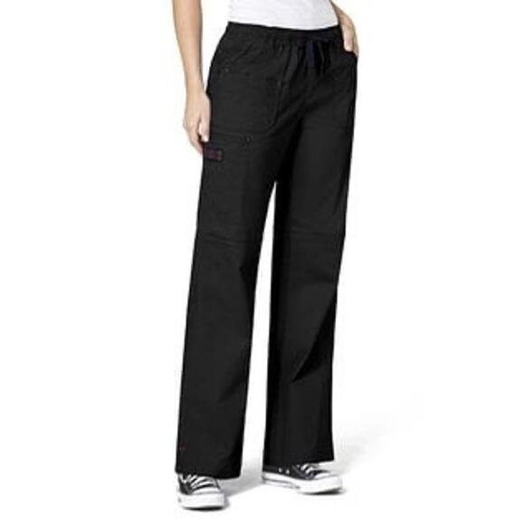 WonderWink WonderFlex Black Boot Cut Scrub Pants XLP Stretch Pockets Workwear - Picture 1 of 6